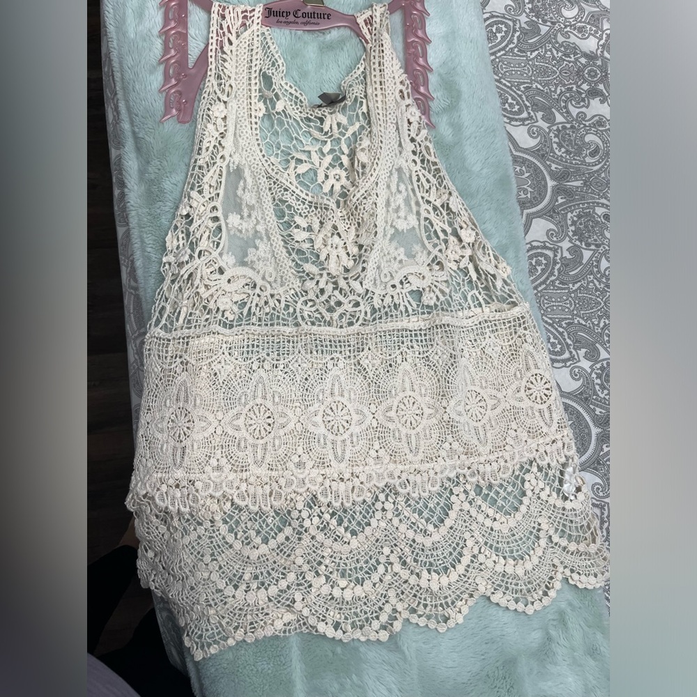 Dynamite Cream Crochet Lace Top - Picture 1 of 7